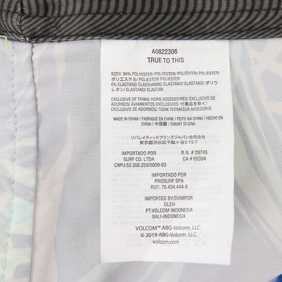 Volcom Swim Trunks Boardshorts Gray Palm Leaf Print 4 Way Stretch Size 31 NWT - Picture 10 of 11